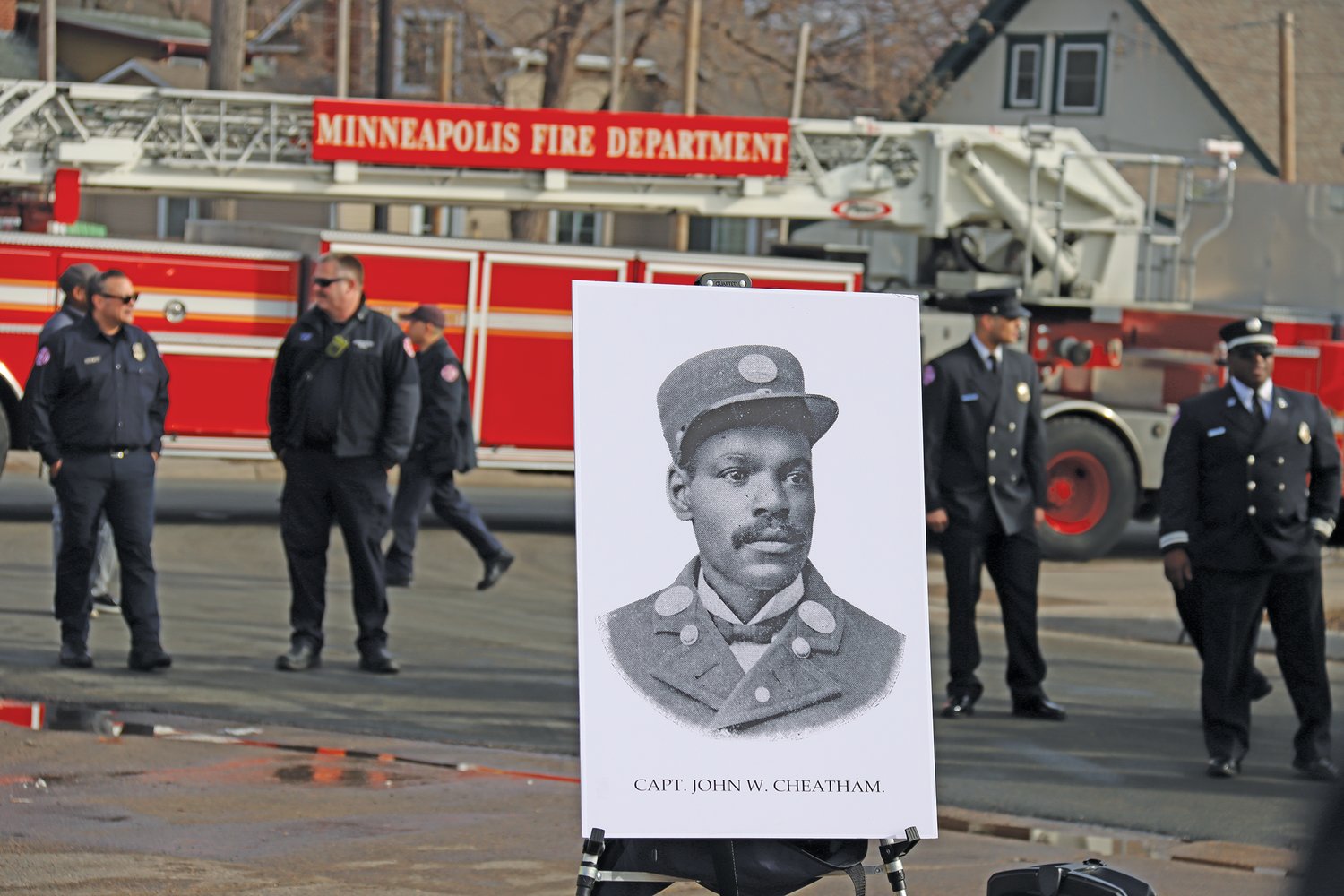 A renaming ceremony was held on March 17, 2022 at Dight Ave. and 38th Street as the name changed to Cheatham Ave. to honor the city's first Black fire captain. After Cheatham, there wasn't another one in Minneapolis until the 1990s. The fire department was not desegregated until the Minneapolis Legal Aid Society filed a lawsuit in 1971 that former Judge LaJune Lange worked on when she was a law clerk for U.S. District Judge Earl Larson. Lange has helped uncover the history of Cheatham and fire station #24. (Photo by Tesha M. Christensen)