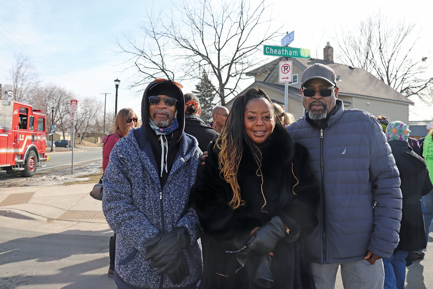 St. James AME Church historian Larry Burt, at left, stated, “It’s a relief to go from villain to hero.” With him are Reverend Dr. Tracey Gibson (center) and Stephen Dye. (Photo by Tesha M. Christensen)