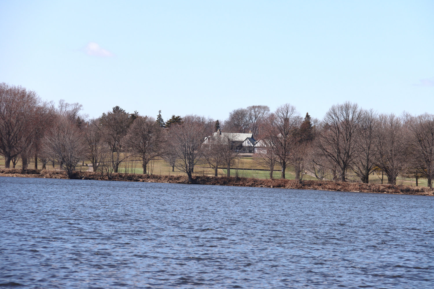 Lake Hiawatha with the golf course building in the background.
