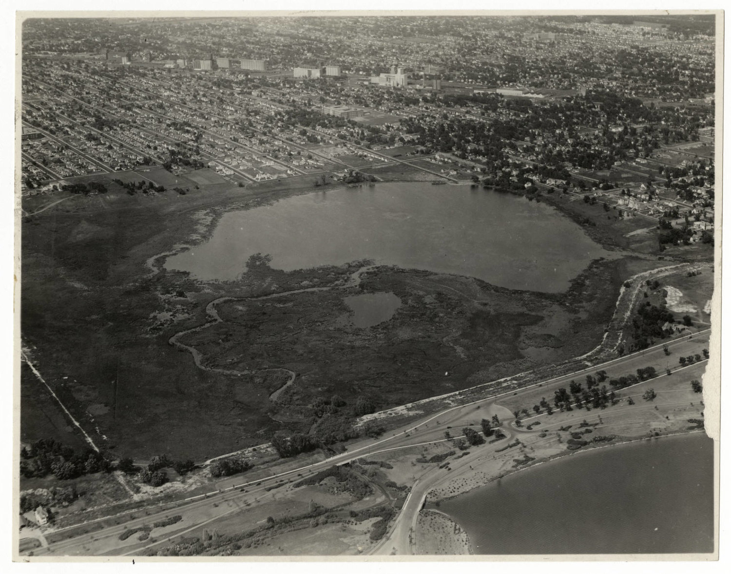 This picture is from MNHS of Rice Lake in 1929 prior to formation of Lake Hiawatha. Note the location of where Minnehaha Creek enters and the delta around it. This is before the golf course was created.