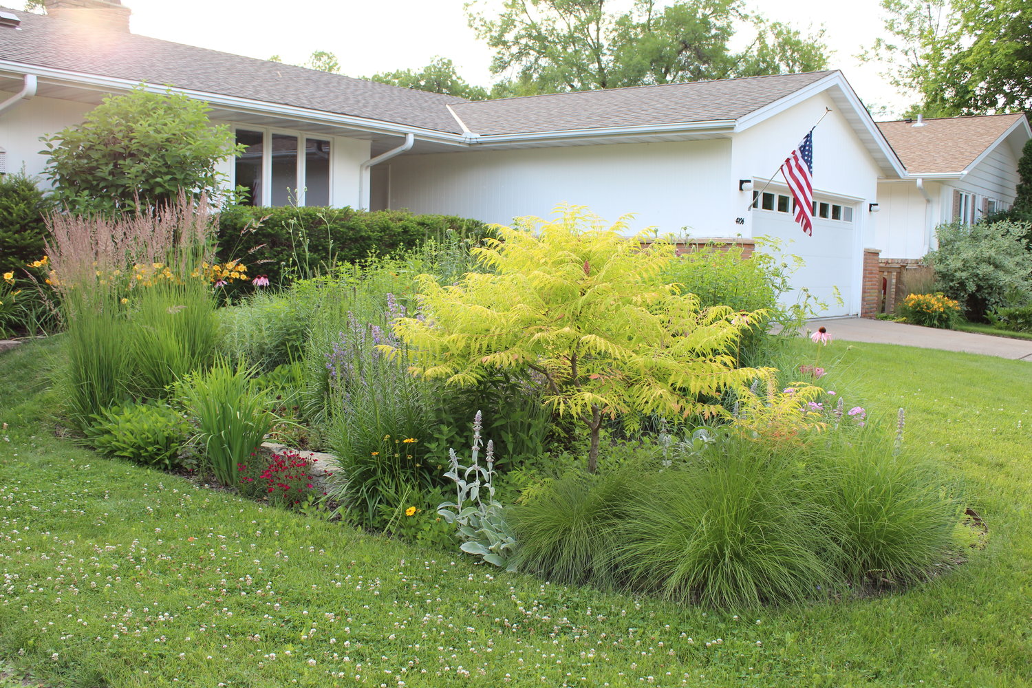 Rain gardens help hold water on site. They're a beautiful way to keep water clean.