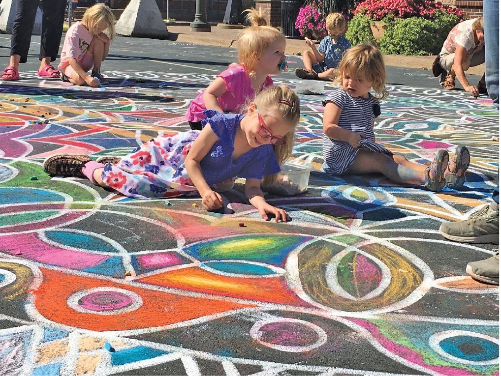 Sandy Forseth creates opportunities for the community to make chalk mandalas. She will be at Art on the Edge in Linden Hills on Saturday, July 23.
