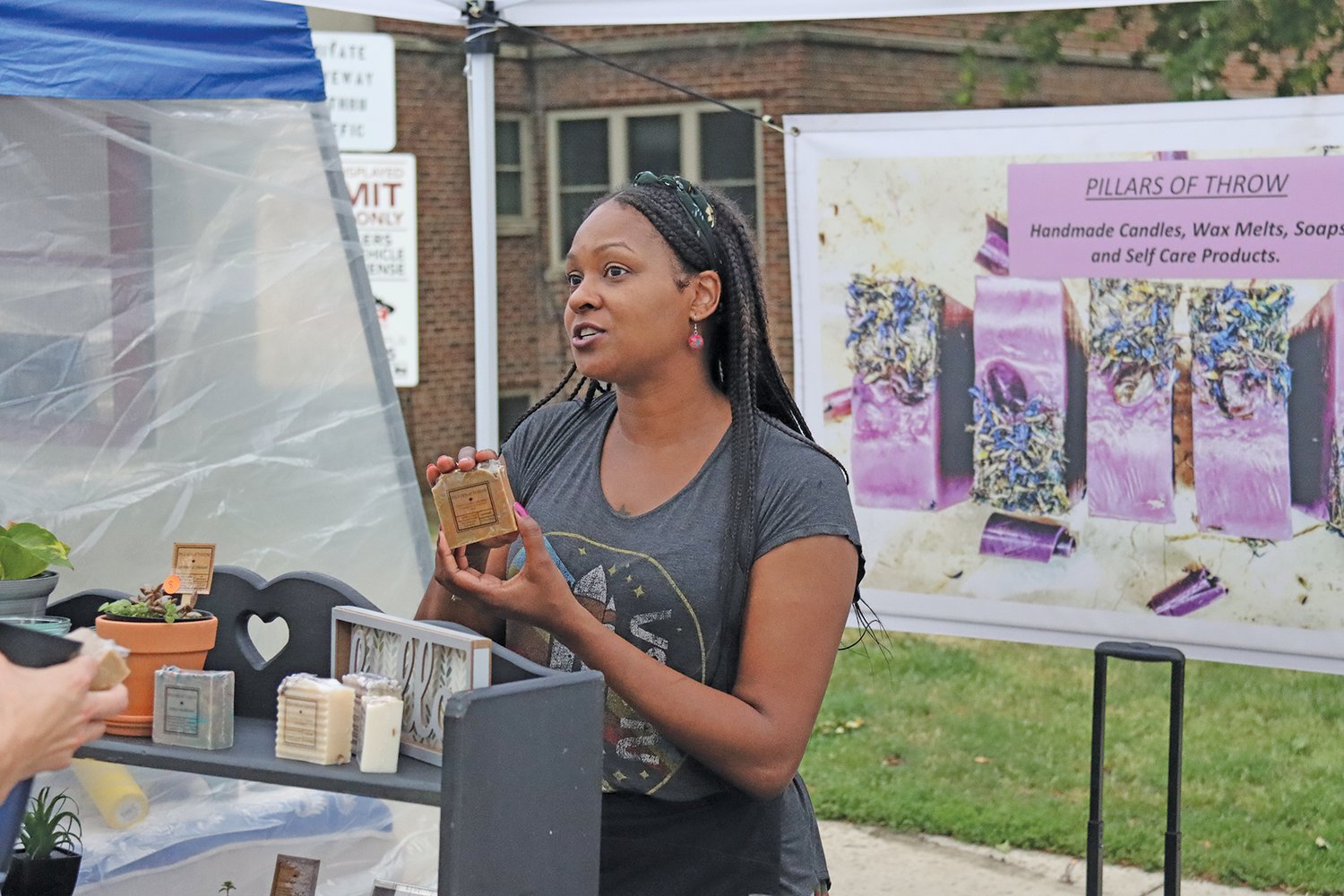 Handmade candles, soaps and self-care products were sold at the Pillars of Throw booth.