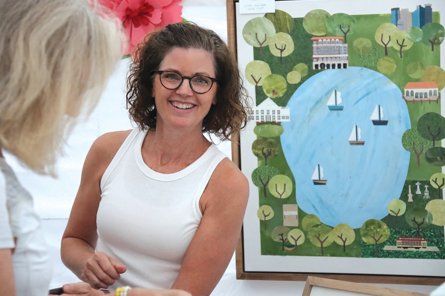 Lynhurst resident Kathy Pope of Yellow Dog Collage sells her handcrafted collages. “I’m really inspired by color and pattern,” she said.