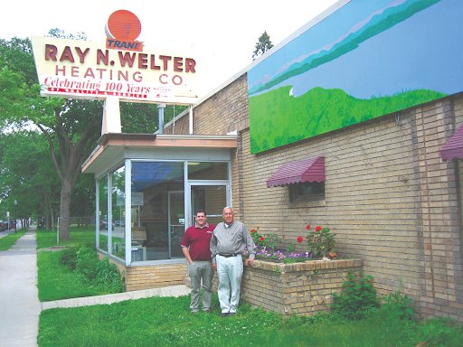 Rick Welter with his dad, Ray Welter, II on their 100th aniversary.
