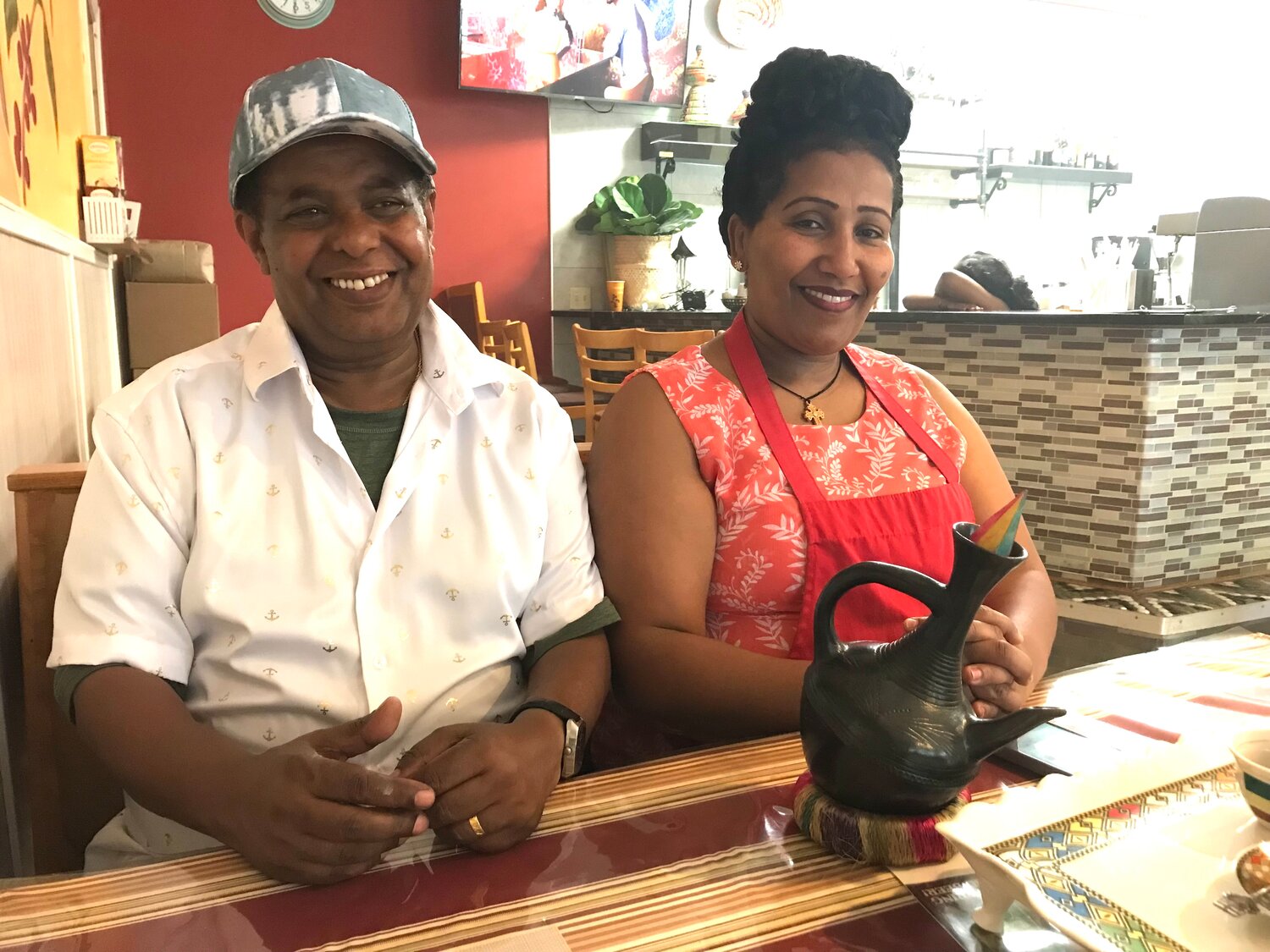 Some 40 years after Belai Mergia (left) escaped from war-torn Ethiopia, he, the dreamer, and Rahel, the culinary artist who dreamt with him, offer sumptuous meals in a restaurant where patrons are invited to dine in or take out. And enjoy.