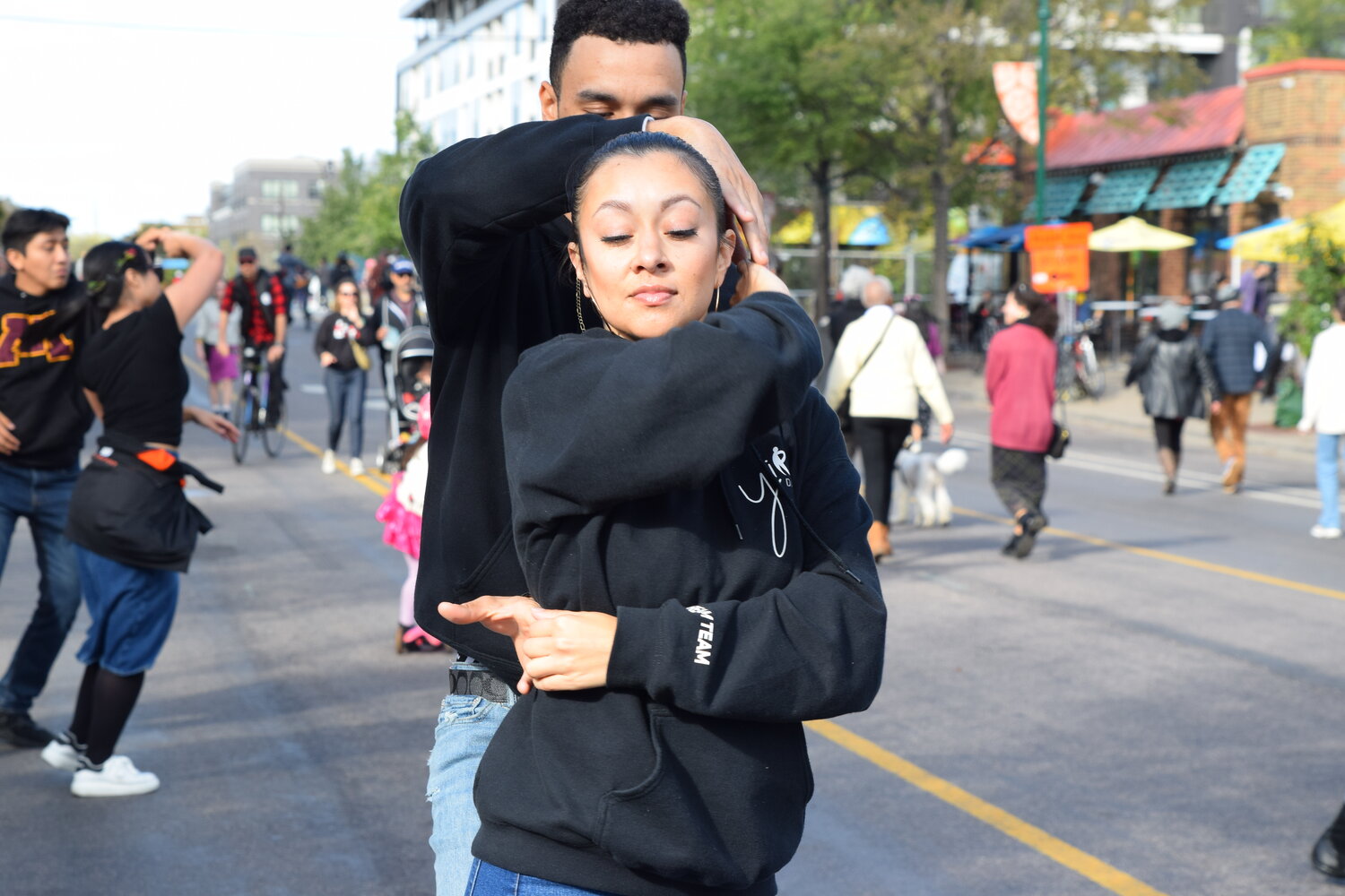 Yirií Dance Studio’s Eda Kachiri and Tommy Valerio share their love of Latin dance on Lyndale Ave. during Open Streets in October.
