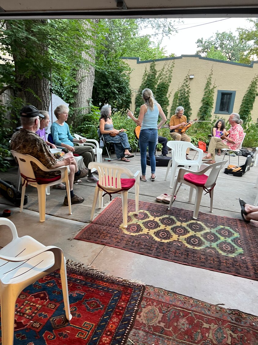 People connect at Leni de Mik’s garage in Linden Hills over music and conversation.