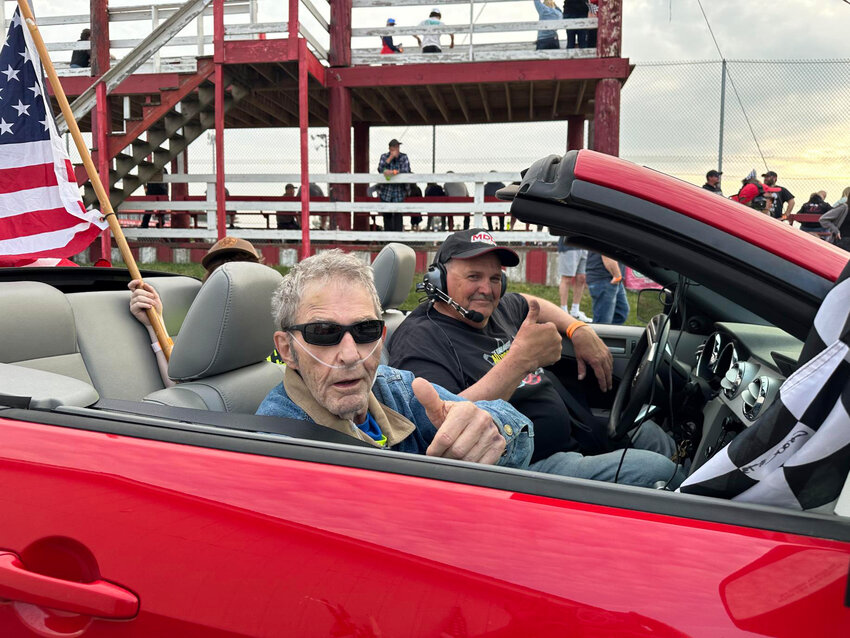 Joe Sevenich gets ready to take a lap in the pace car at Golden Sands Speedway ahead of the races on June 6. Sevenich’s last wish was to take one last lap around the track. Courtesy Ellen Bishop ​​/ Compassus