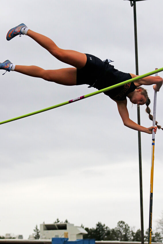 Reagan DeMars finished first in the pole vault with a height of 11'.