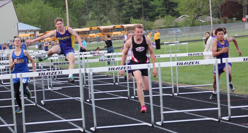 Ben Olson of Wild Rose took second place in the 110-meter hurdles. Gabe Prince of Tri-County placed first, and Wyatt Bowen of Wild Rose finished fourth.