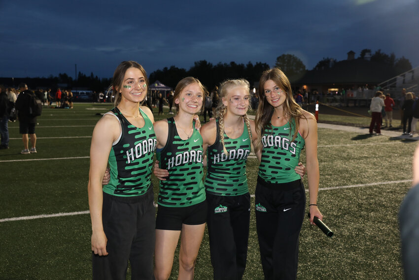 Lexi Bishop, Ellie Cummings, Shyanne Hueckstaedt and Violet Biolo. broke a school record in the 4x100 relay  that had stood since 1984.