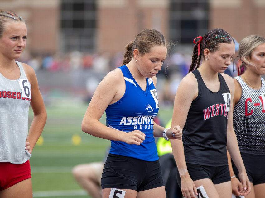 Assumption High School junior Lucy Dolan at the 2025 WIAA State Track & Field Meet held June 6 and 7 in La Crosse. Dolan placed fourth in the girls 1600 meter run and fifth in the 3200m run. Grayson Heath / For City Times