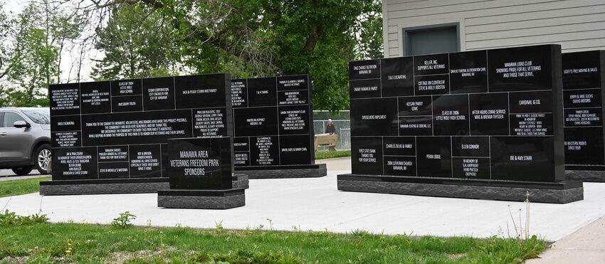 The last big construction piece for the Manawa Freedom Park were these donor walls to honor all of those who had a hand in creating the park itself.
Emily Doud