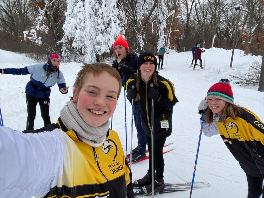Nordic ski team members out on trail at Wirth Park in the Twin Cities Meet. (Photo submitted)
