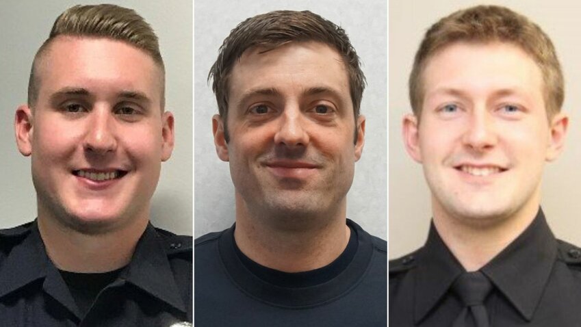Police officer Paul Elmstrand, officer Matthew Ruge and firefighter/paramedic Adam Finseth