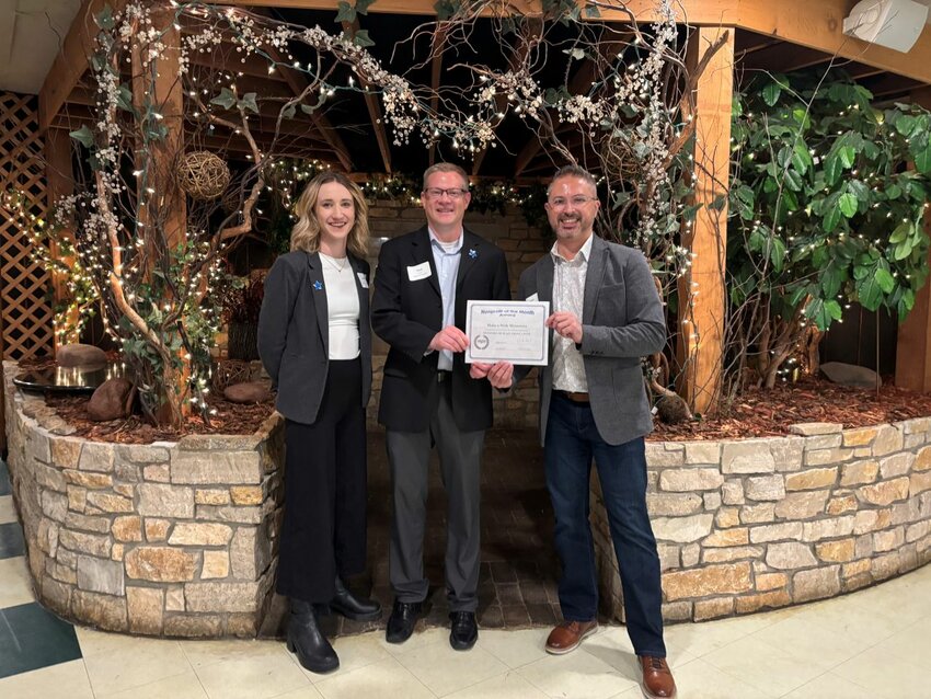 The Midway Chamber Non-profit of the Month in March was Make-A-Wish Minnesota. Brian Thomas May of Blaze (right) presented the award, which comes with $1,000 each month.