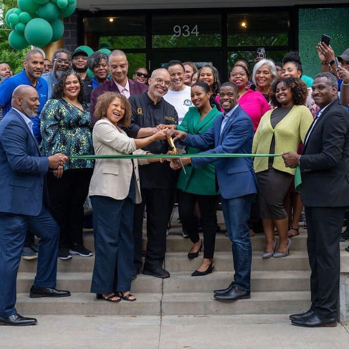 Community members celebrate the reopening of Golden Thyme Restaurant with a ribbon cutting ceremony May 13, 2025. (Photo submitted)