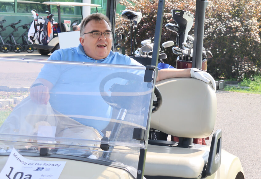 Senator John Hoffman participates in the Midway Chamber Golf Tournament on June 6, 2025. He is a former Midway Chamber Board member.