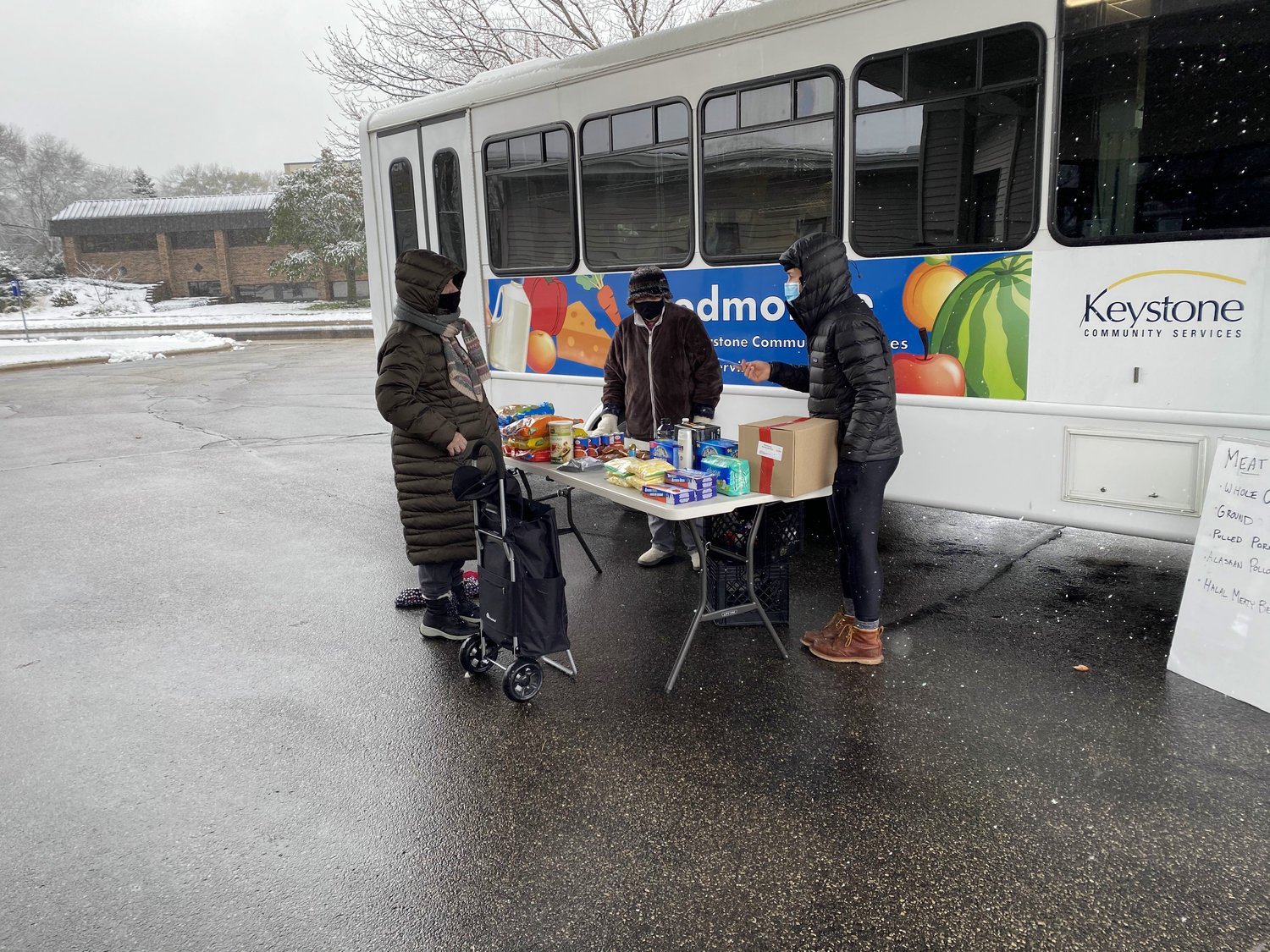 The two Foodmobiles make multiple stops in St. Paul each week, offering food choices. Find the schedule at keystoneservices.org. (Photo by Logan Murphy)