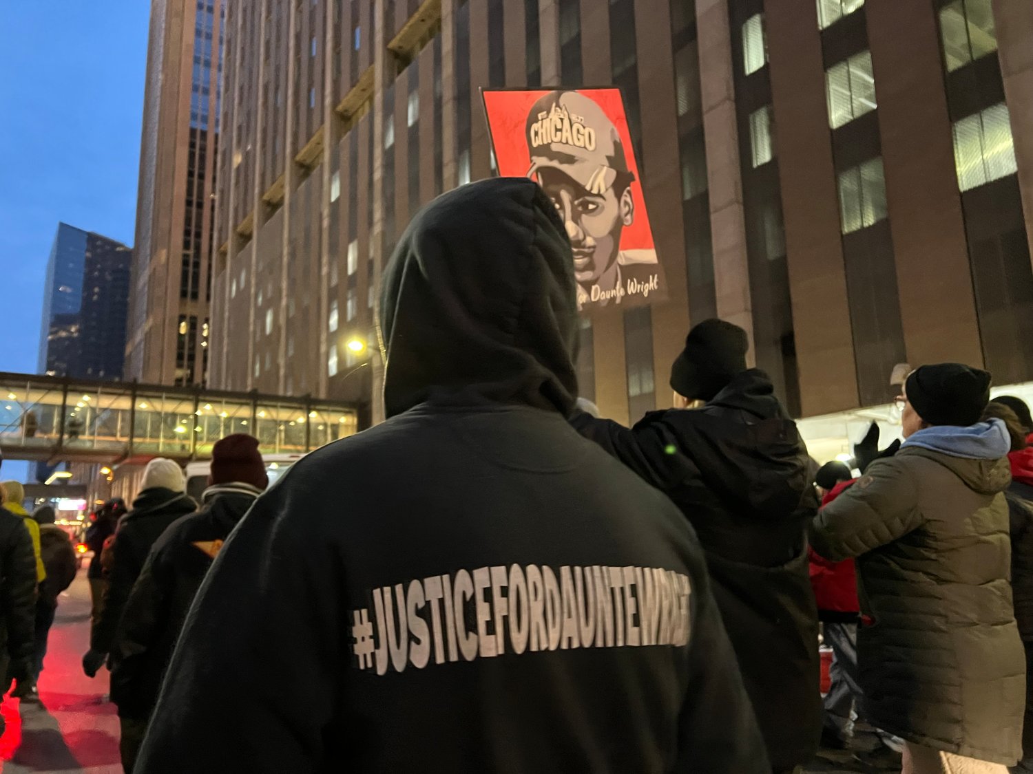 Community and families who have lost loved ones at the hands of police rally and march in support of Daunte Wright’s family on the first day of Kim Potter’s trial at the Hennepin County courthouse in downtown Minneapolis. (Photo by Jill Boogren)