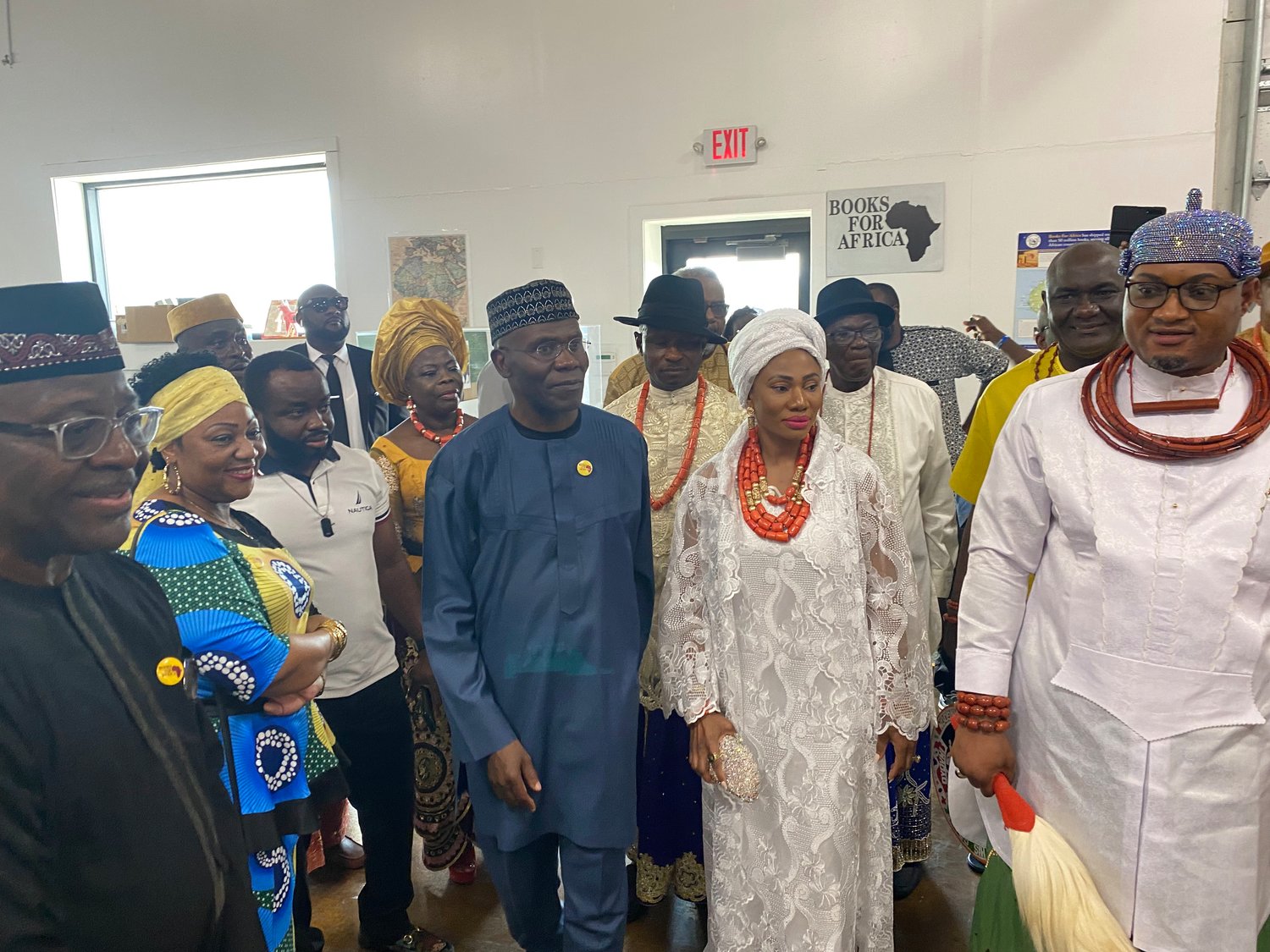 His Royal Majesty Richard Oghenevwogaga Ebelle (JP), Okorefe l, Ovie (King) of Agbarha-Otor Kingdom (Urhoboland, Delta State, Nigeria), met with Books For Africa staff on Sept. 2, 2022 at the Books for Africa Warehouse (717 Prior Avenue N.).