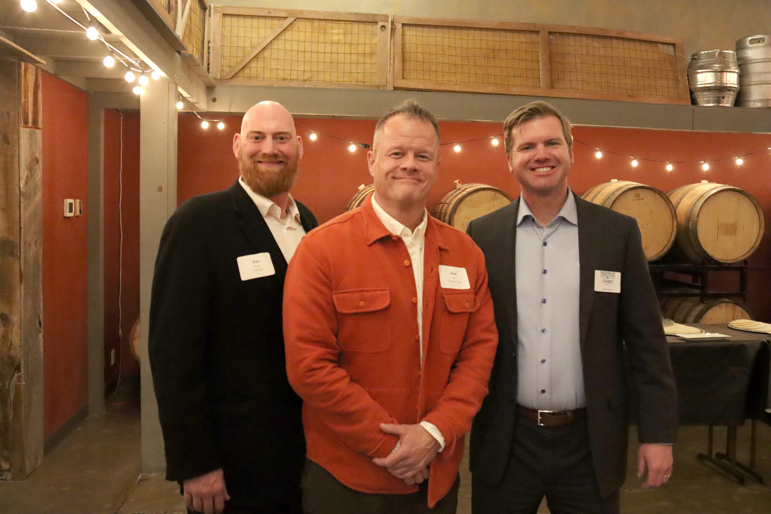 Left to right: Chamber Ambassador Dan Batten of Drake Bank, St. Paul Police Chief Axel Henry, and Midway Chamber Executive Director Chad Kulas. (Photo by Tesha M. Christensen)