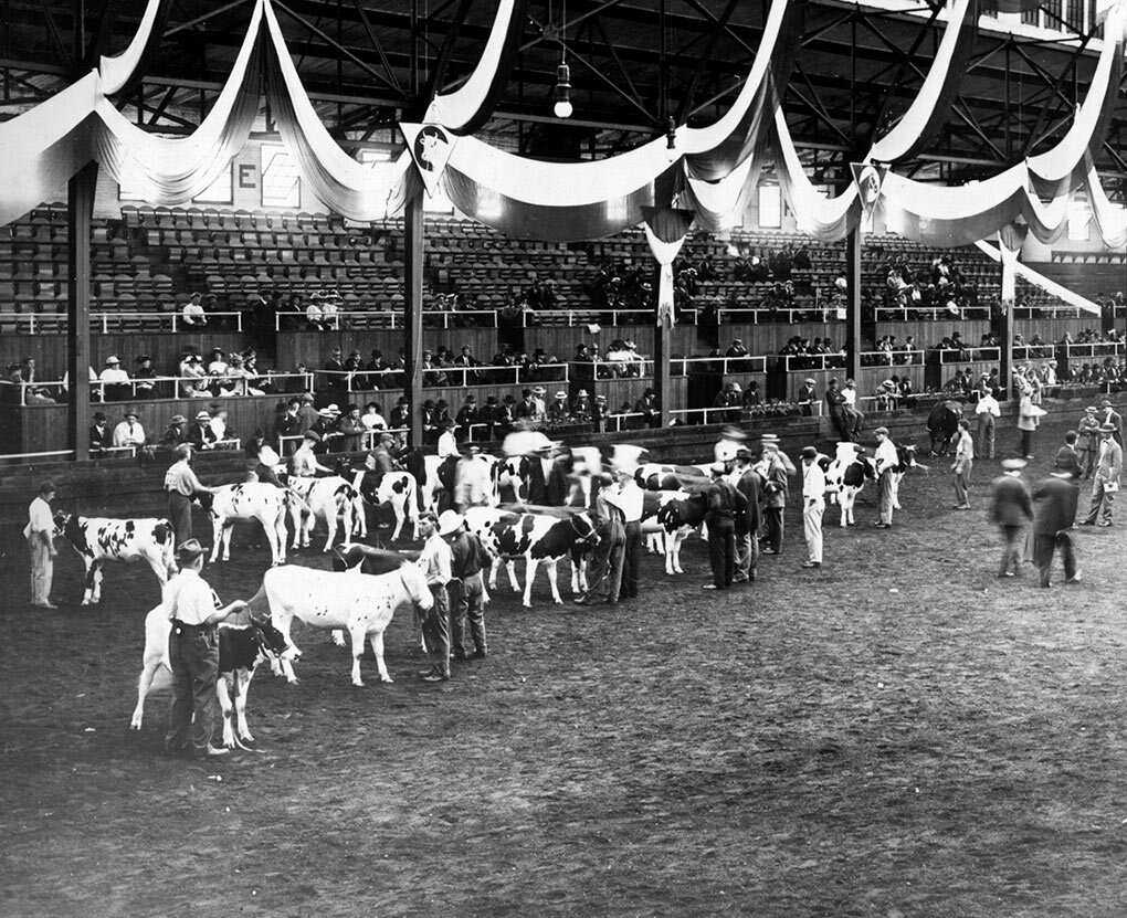 The original hippodrome at the State Fairgrounds was built in 1906 to house livestock judging and horse shows. It also did wintertime duty as an ice rink.