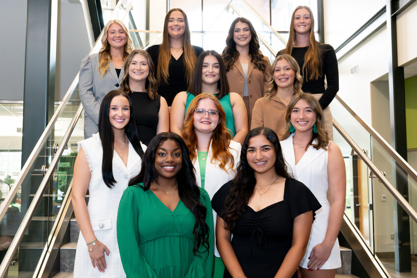 UAM’s 2024 Homecoming Court. First row (left to right): Precious R. Thomas, Shehna Akbary. Second row (left to right): Lexie Ruth Freeman, Magan McClain, Olivia Wilson. Third row (left to right): Kaylyn Faith Dixon, Jayden Grider, Emma Green. Fourth row (left to right): Chandler Weast, Maguire Estill, Landen Elizabeth West, Maddie Pfleging.