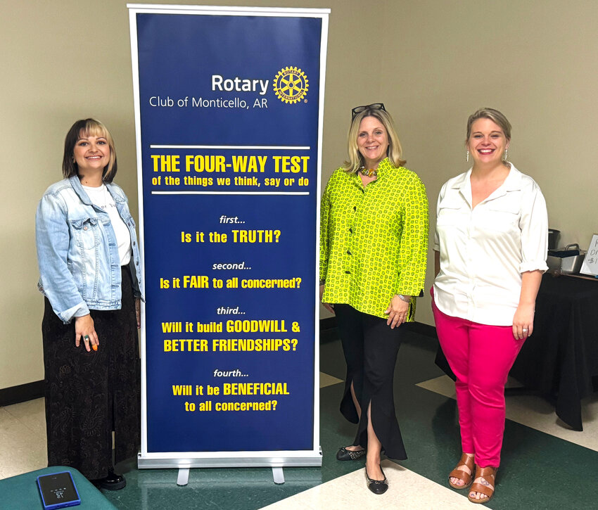 Pictured Kerri Daniels (center) with Rotarians Lore Ward (left) and Ashley Hogg (right)