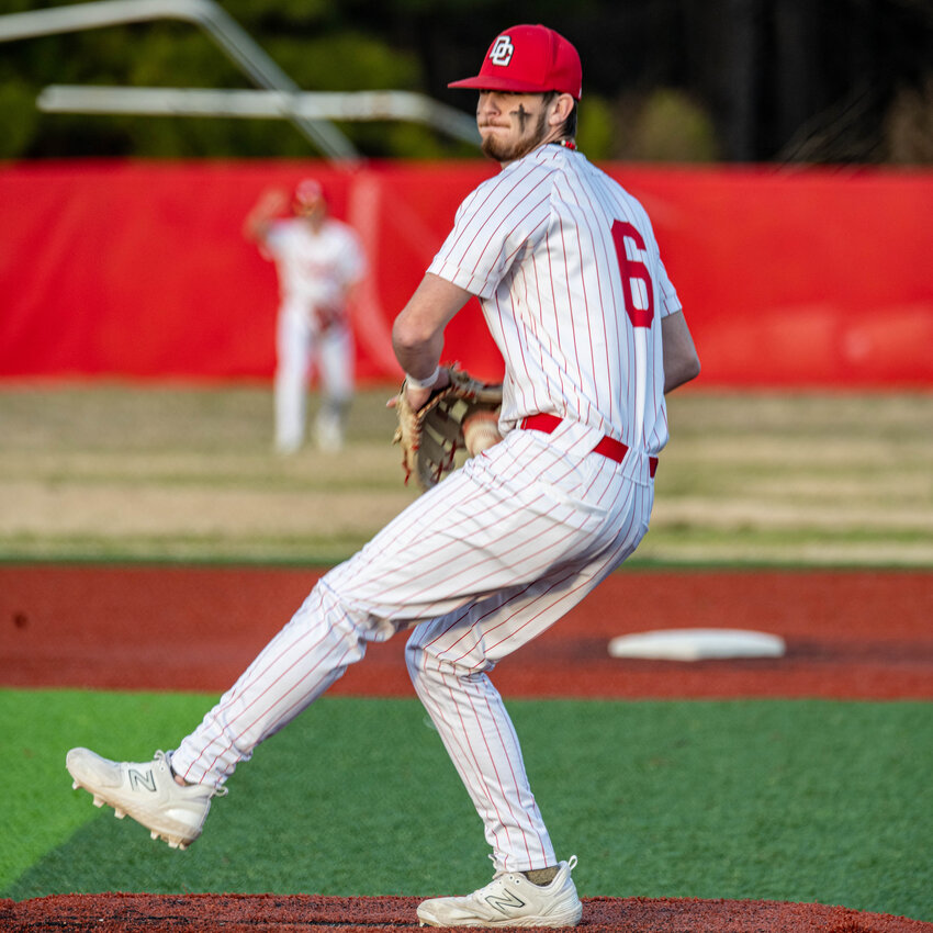 JACOB JONES (6) would pitch five innings for the Pirates against Hermitage allowing two hits, two runs (one earned), walking two and striking out 13.