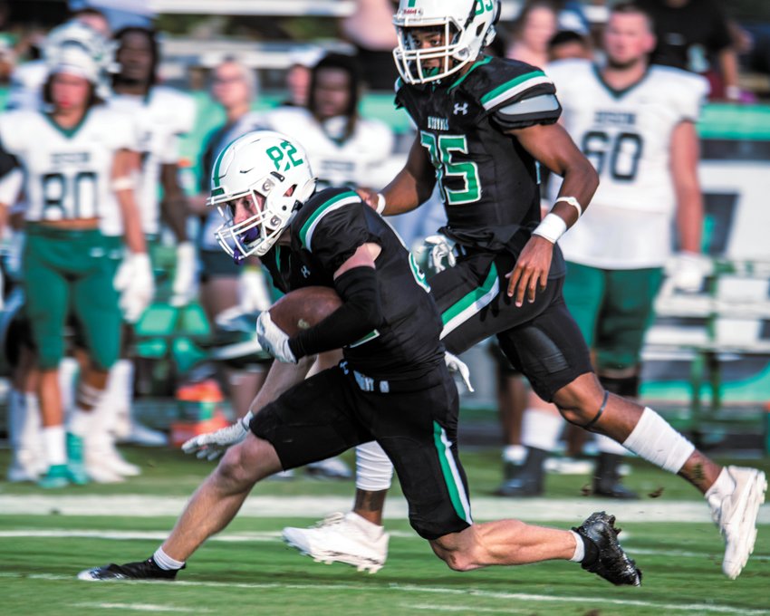 CALEB JACOBS (82) led the Weevils in receiveing yards against OBU. Jacobs had two receptions for 20 yards.