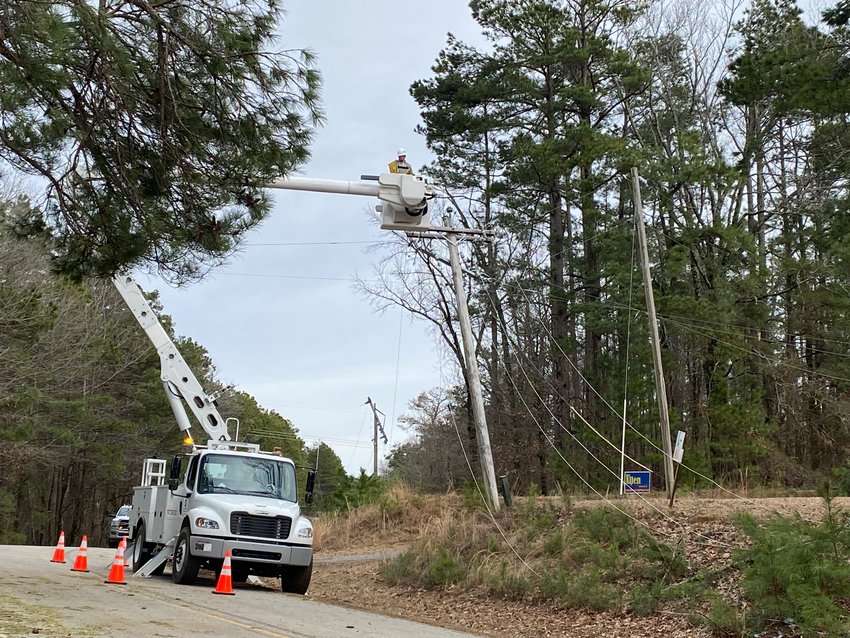 Contractors for C&amp;L Electric are repairing power lines on Bill Henry Road in Drew County Saturday afternoon Feb. 4, 2023.