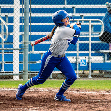 MADELINE STANLEY connects for her second home run of the season. Stanley had hit home runs in consecutive conests for the Lady Billies.