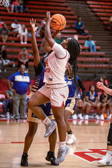 AMARI LUCAS has led the Lady Pirates in the first two games of the season in scoring. Lucas scored 16 points at Crossett followed by 17 at home against Junction City.