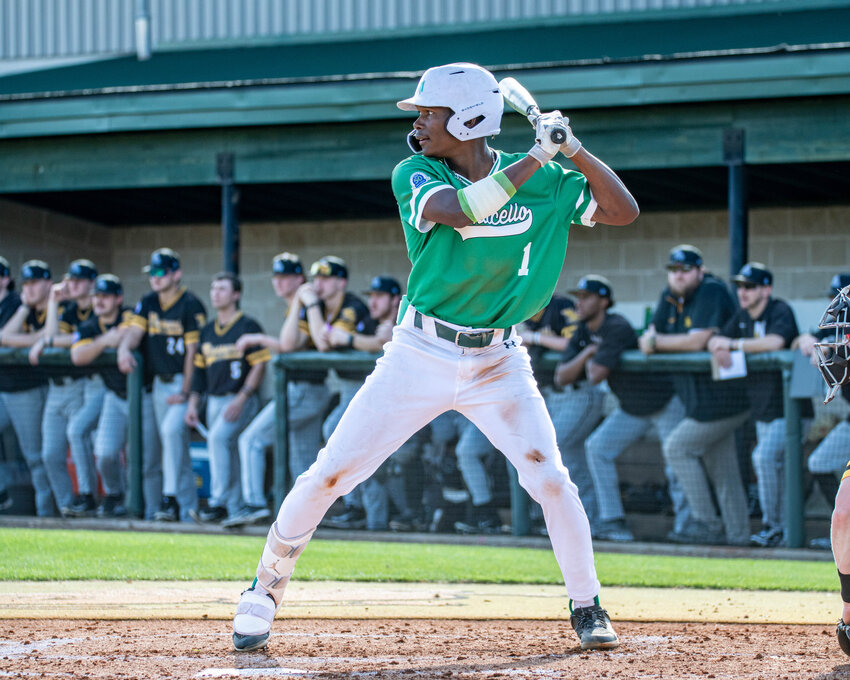 JUSTIN SANTOYO leads the Weevils in batting average with a .386 average in 88 at bats, recording 34 hits and nine doubles with four home runs.