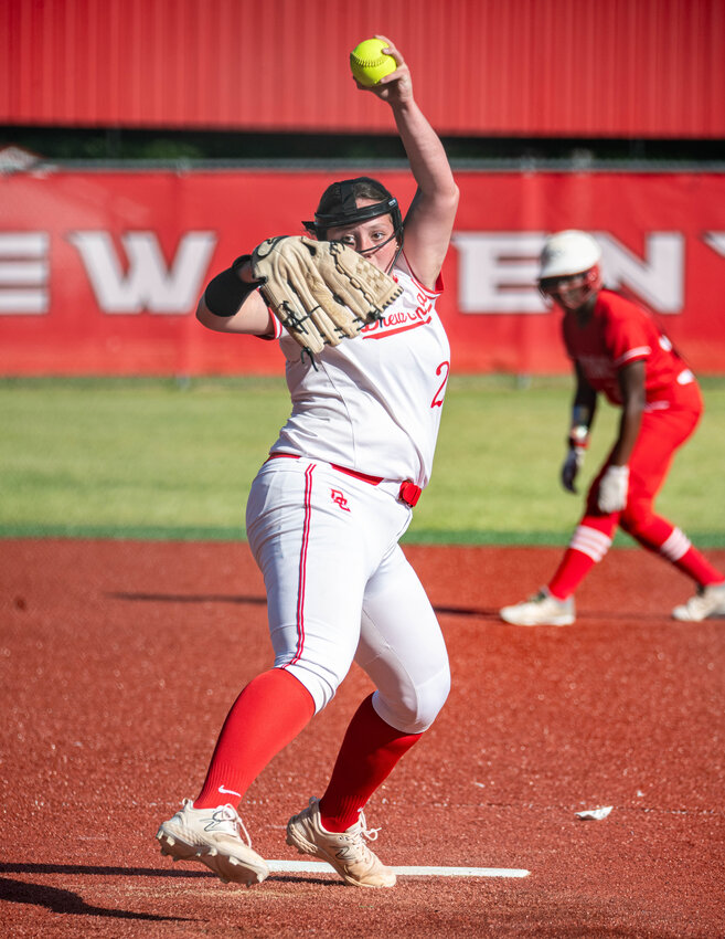 KINLEY GRAVES connects for a single against McGehee. Graves was 1 for 2 on the day.