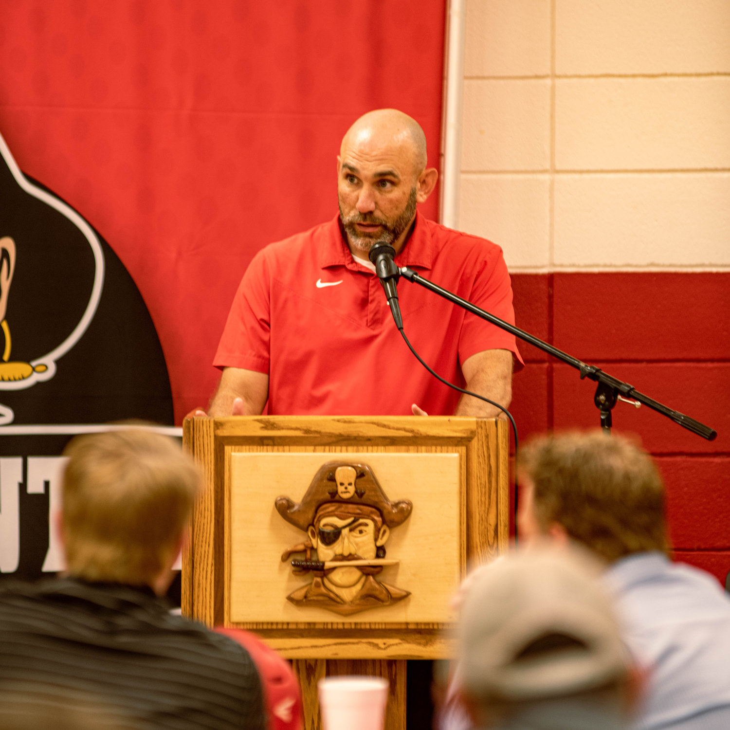 MICHAEL GOAD, head girls basketball coach and Drew Central Athletic Director, makes opening remarks to begin the 2021-22 All-Sports Banquet held on Tuesday, May 10.