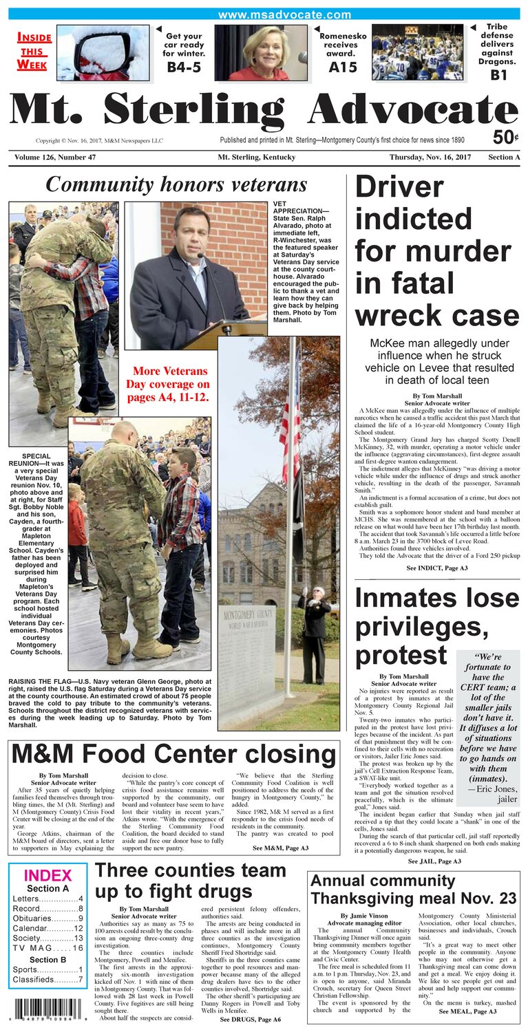 Mt Sterling Advocate, November 16, 2017 The Mt. Sterling Advocate