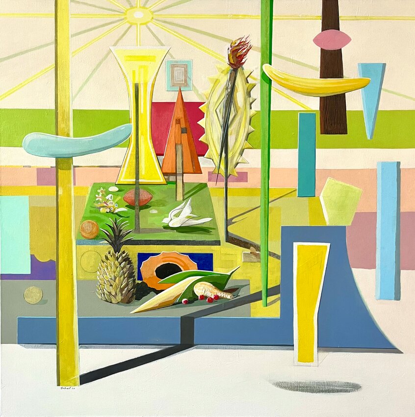 Jon Eckel’s Celebration of the Sun and Harvest, acrylic on canvas, 2019-2023, is among the works of more than three dozen artists featured in “The ArtShow” May 16 – July 19 at Bucks County Community College’s Hicks Art Center.