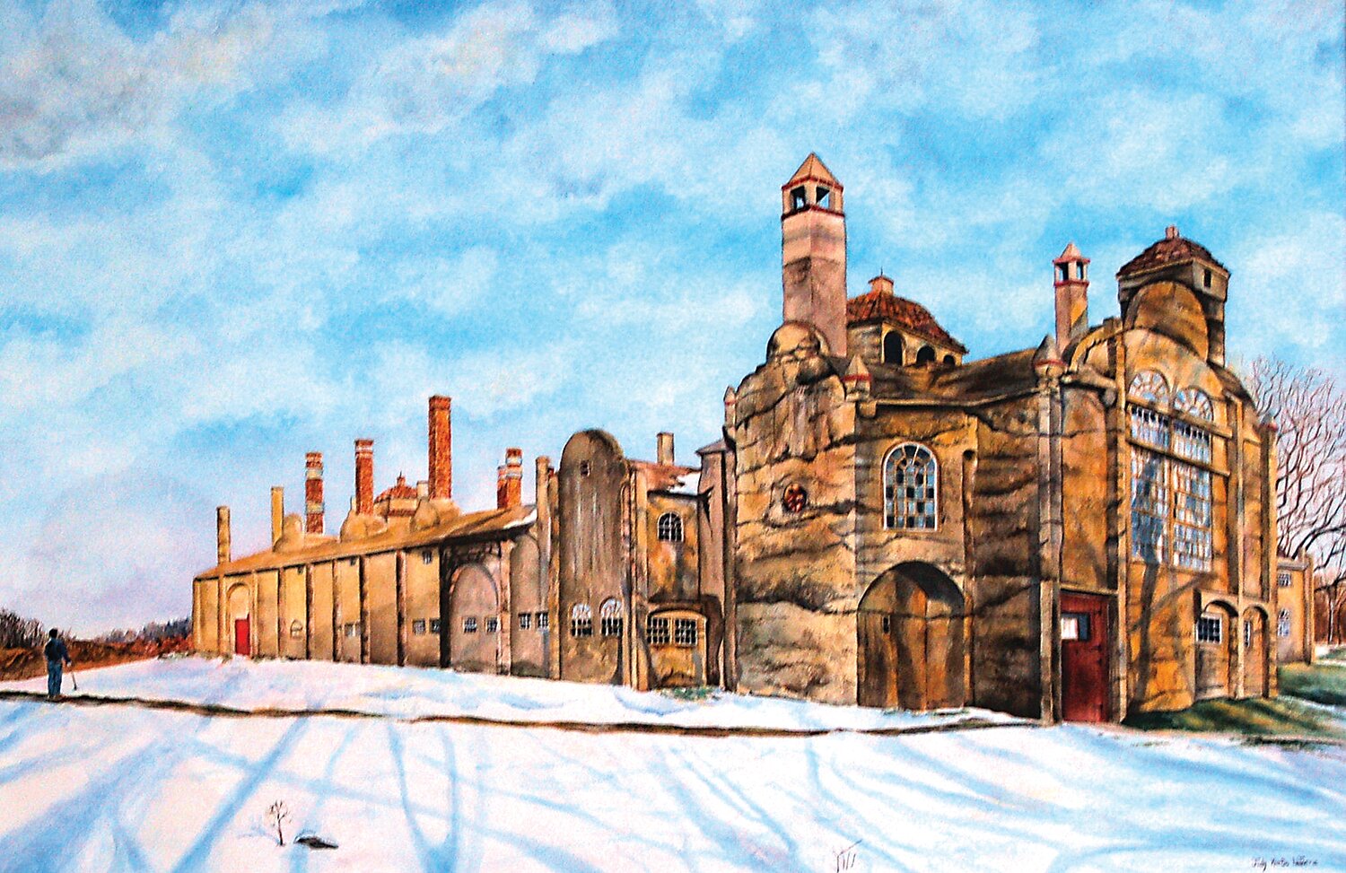 Judy’s painting of the Moravian Tile Works.