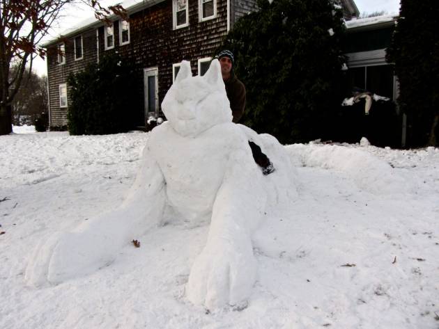 Giant Snow Kitty, Rehoboth MA - by Joanna and Jon Cotter
