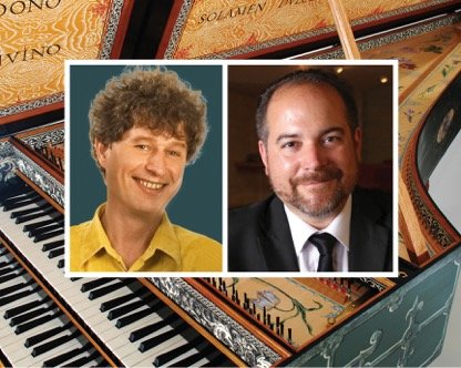 Harpsichordists Michael Bahmann and Paul Cienniwa perform in the Arts in the Village Concert Series on October 5.