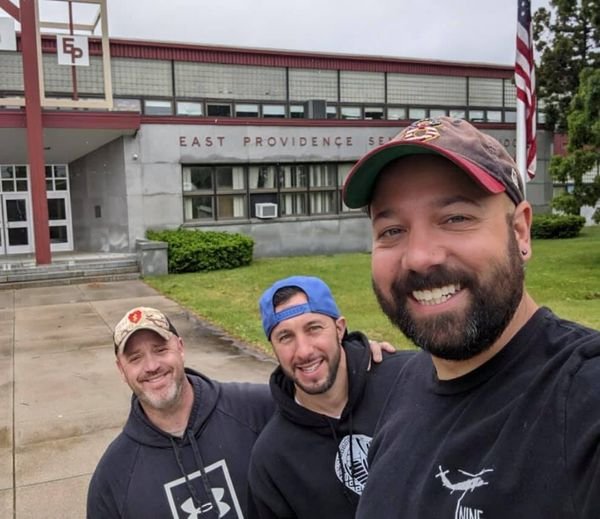 L-R John Tohler, Rob DiSalvo and Mike Lowell, Class of 1998 visiting EPHS