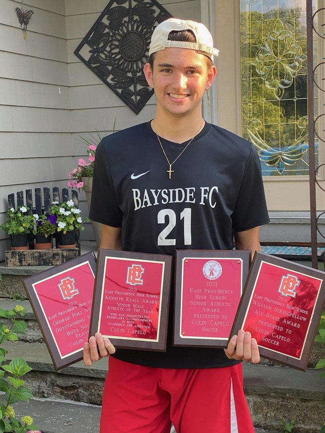 EPHS senior soccer captain and All Stater Colin Capelo displaying his senior awards