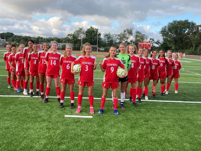 The EPHS girls soccer team was the first to compete at the new EPHS campus stadium. The first point scored was a goal by Jordyn Brogan. Townie girl power.