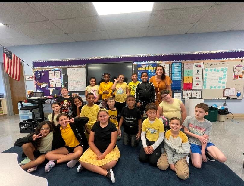 Mrs. Pillsbury&rsquo;s 4th graders are wearing yellow for friendship.