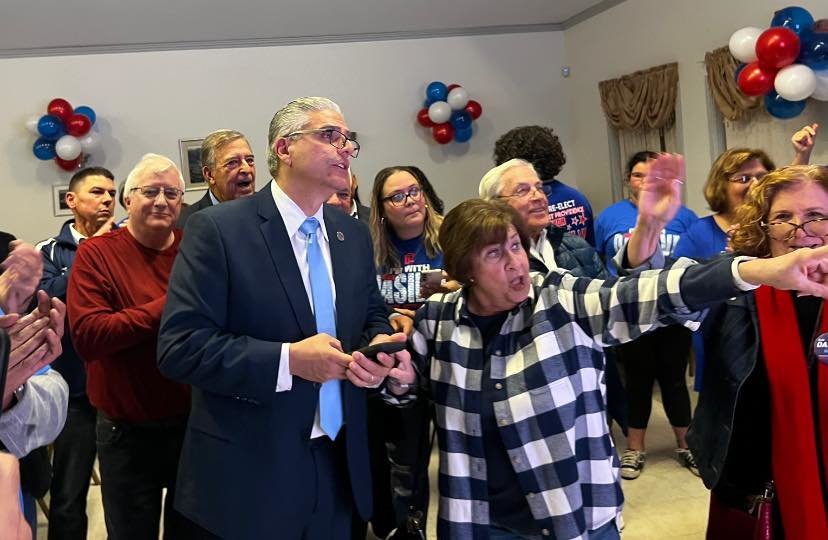 Mayor Bob DaSilva and supporters as election night returns come in