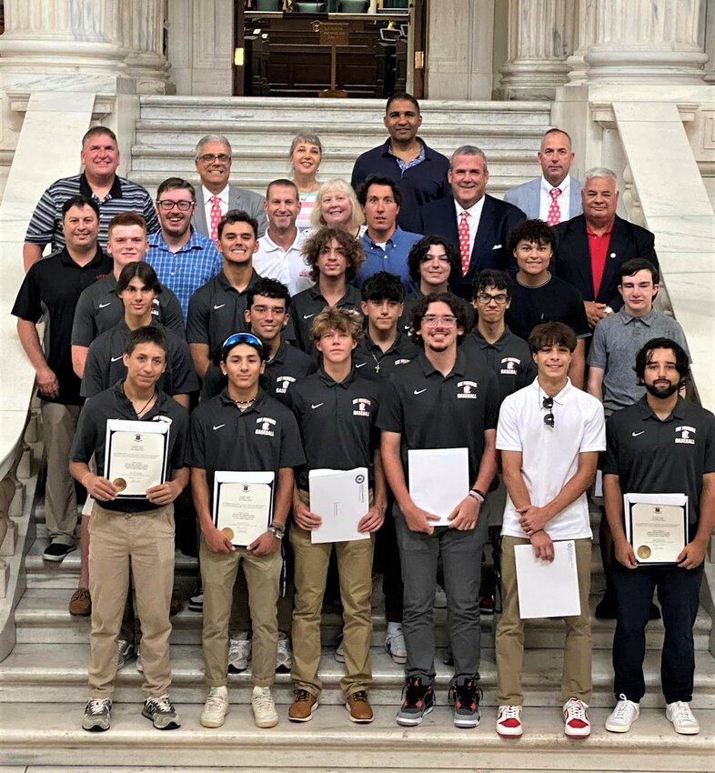 The 2023 EPHS State Championship baseball team was honored at the RI State House this summer as guests of Secretary of State Gregg Amore.