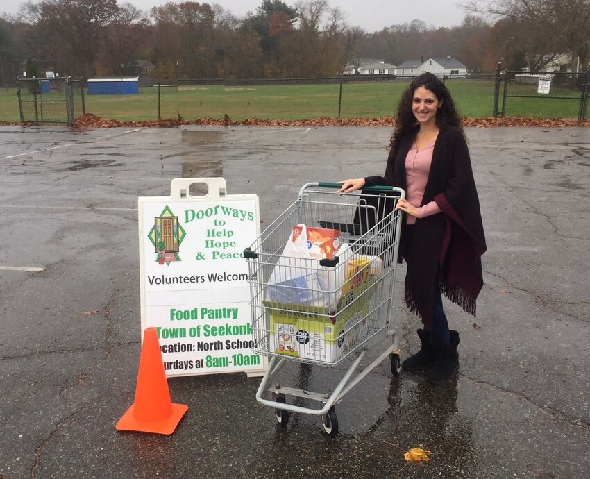 Just in time for Thanksgiving, Melissa Desrochers of Honeybee Preschool delivered a shopping cart full of delicious food that was contributed by the 9 preschoolers and their families.